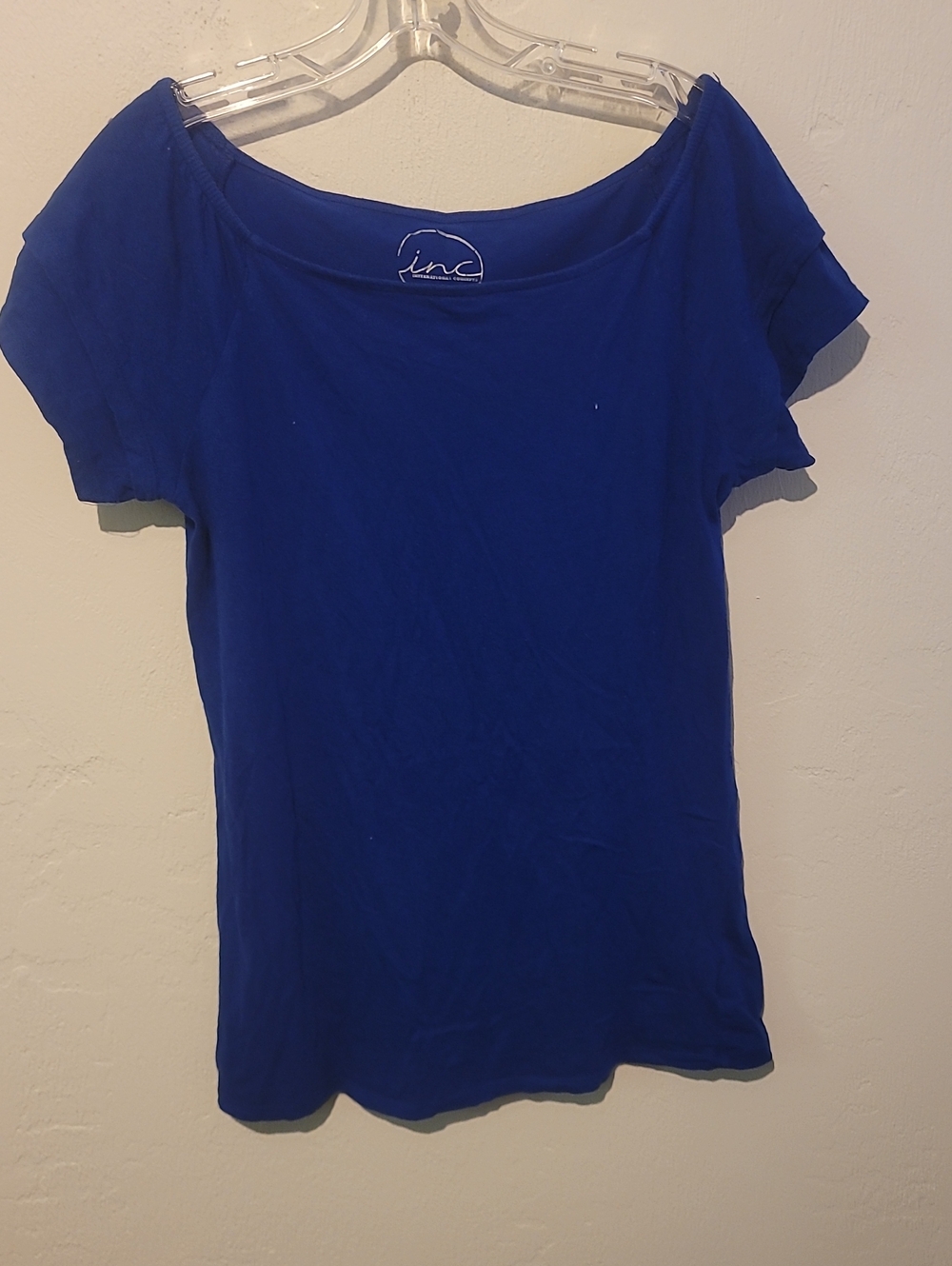 INC International Concepts Women's Royal Blue Short Sleeve Top